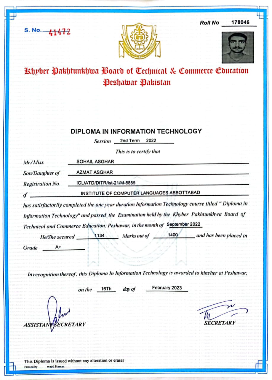 Diploma in Information & Technology